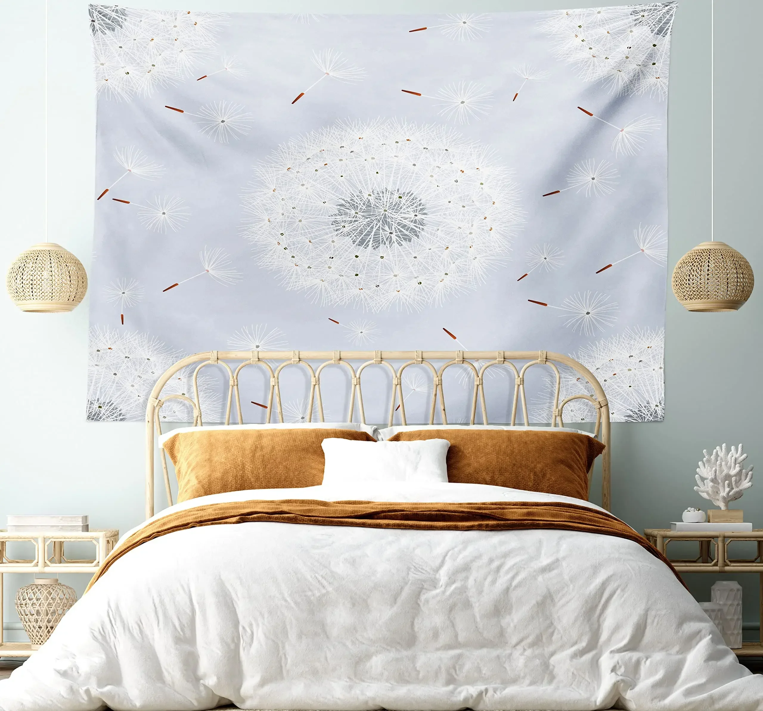 Dandelion Tapestry Blowing In The Wind on Spring Pollination Theme Tapestry Wall Hanging Decor for Bedroom Home Living Room Dorm