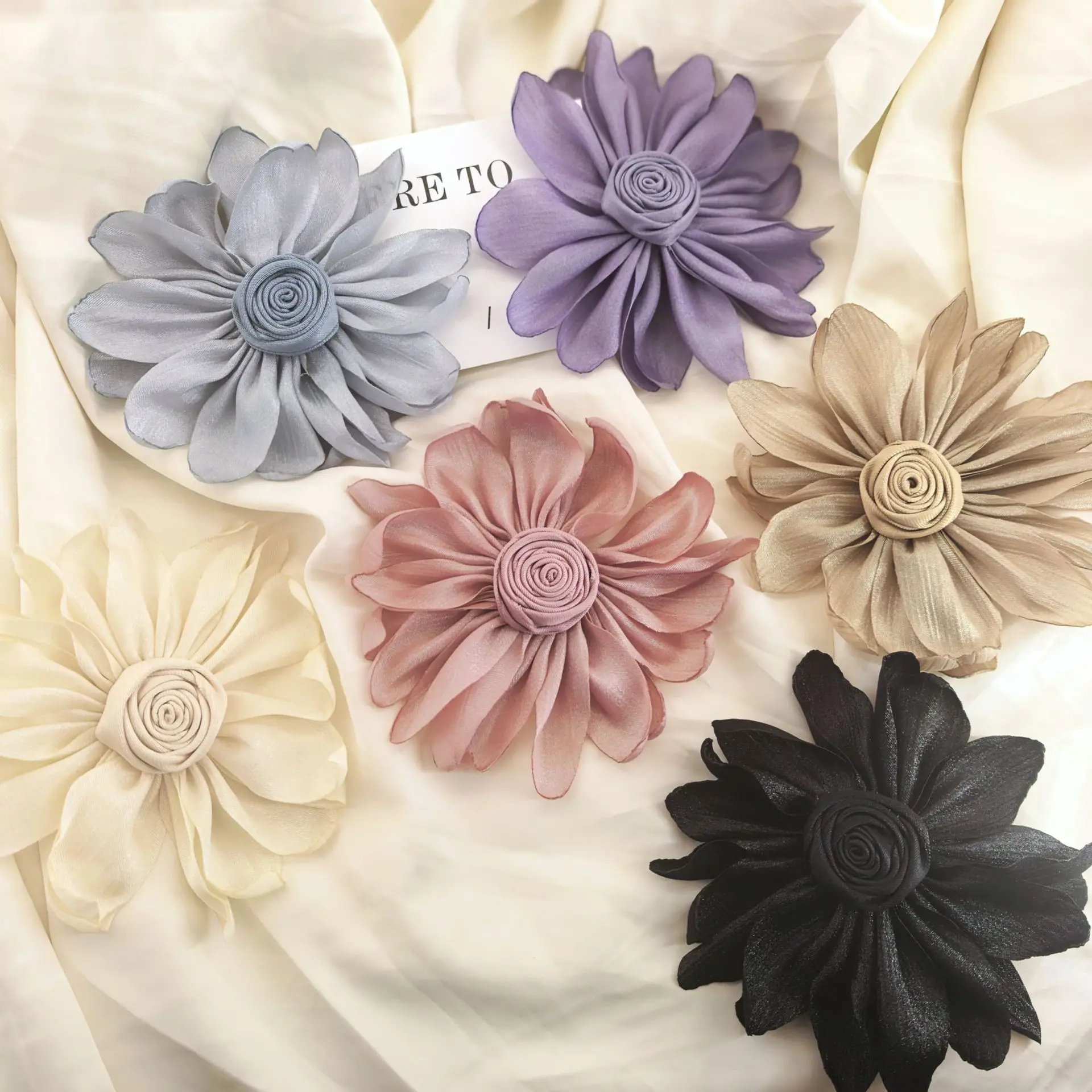 French satin burnt edge rose satin fabric clothing accessories patch