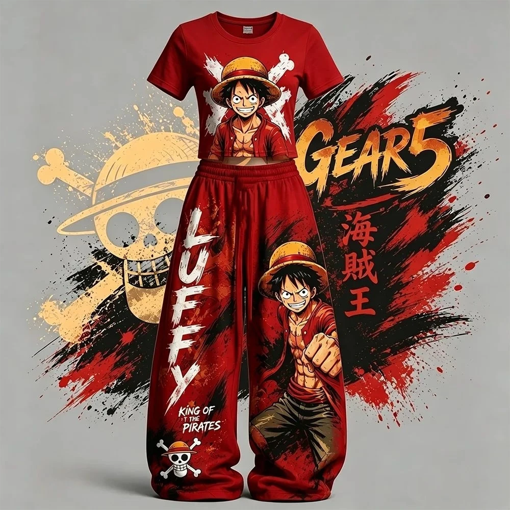 Street Fashion Outfit For Men - One Piece Luffy Setelan Celana Pendek