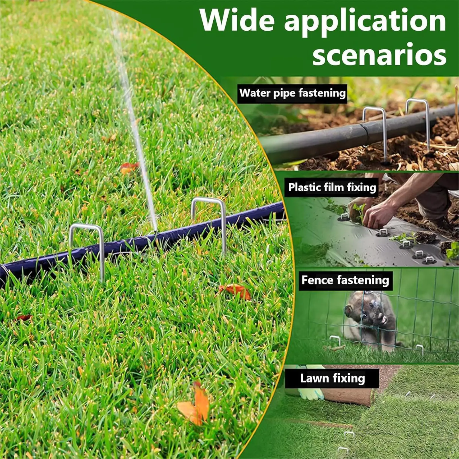 Ground Stakes 6 Inches U Shape Spikes Pegs With Gasket Landscape Pins With Pick Hook For Outdoor Yard Lawn Patio Greenhouse