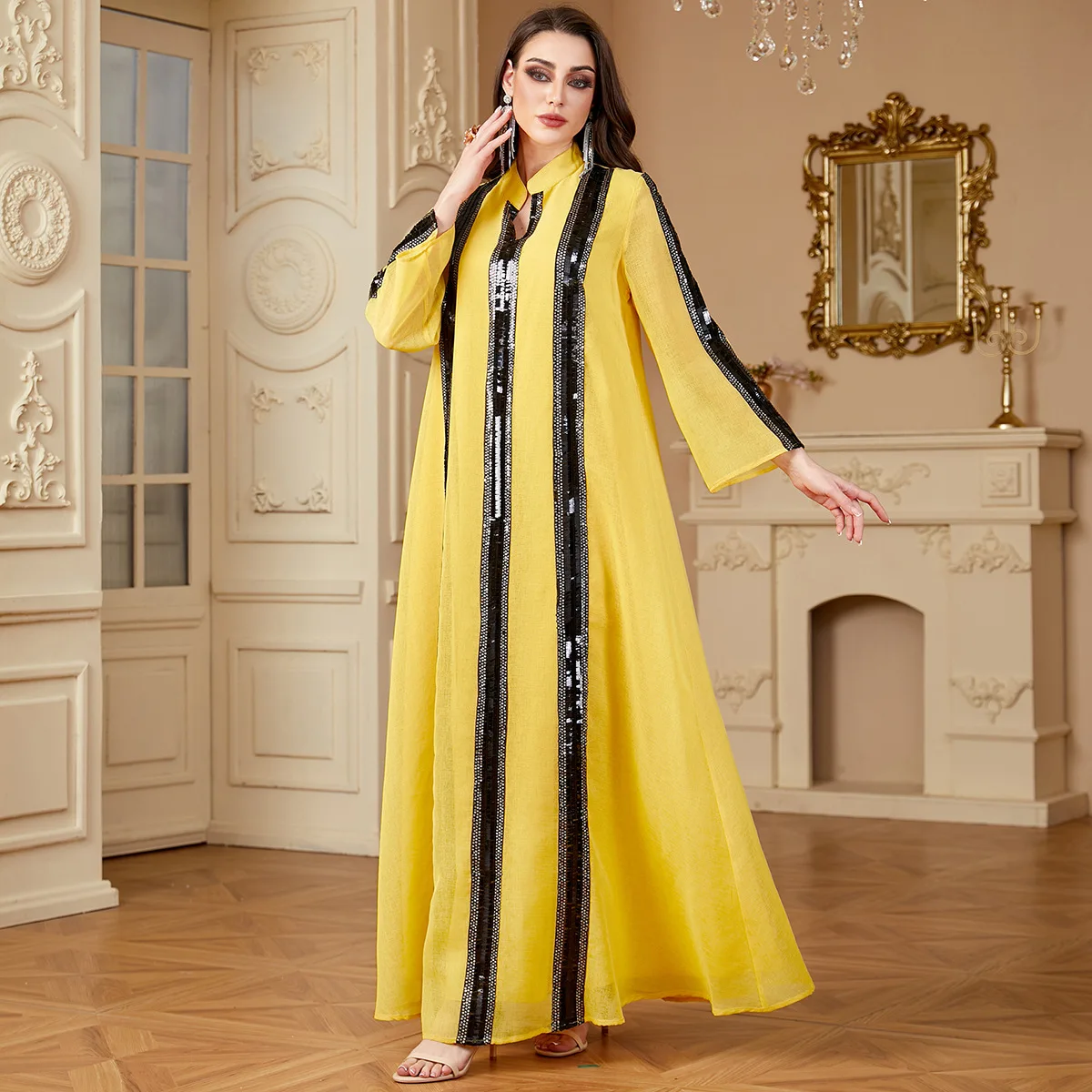 

Femme Musulmane Vestdios Morocco Caftan Ид Мубарак Джеллаба Женское мусульманское платье макси с пайетками Турция Кафтан Дубай Абая Рамадан