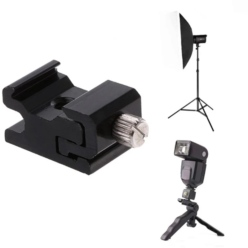 Camera Metal Cold Shoe Hot Shoe Flash Bracket Mount Adapter With 1/4 Tripod Screw To Light Stand Tripod