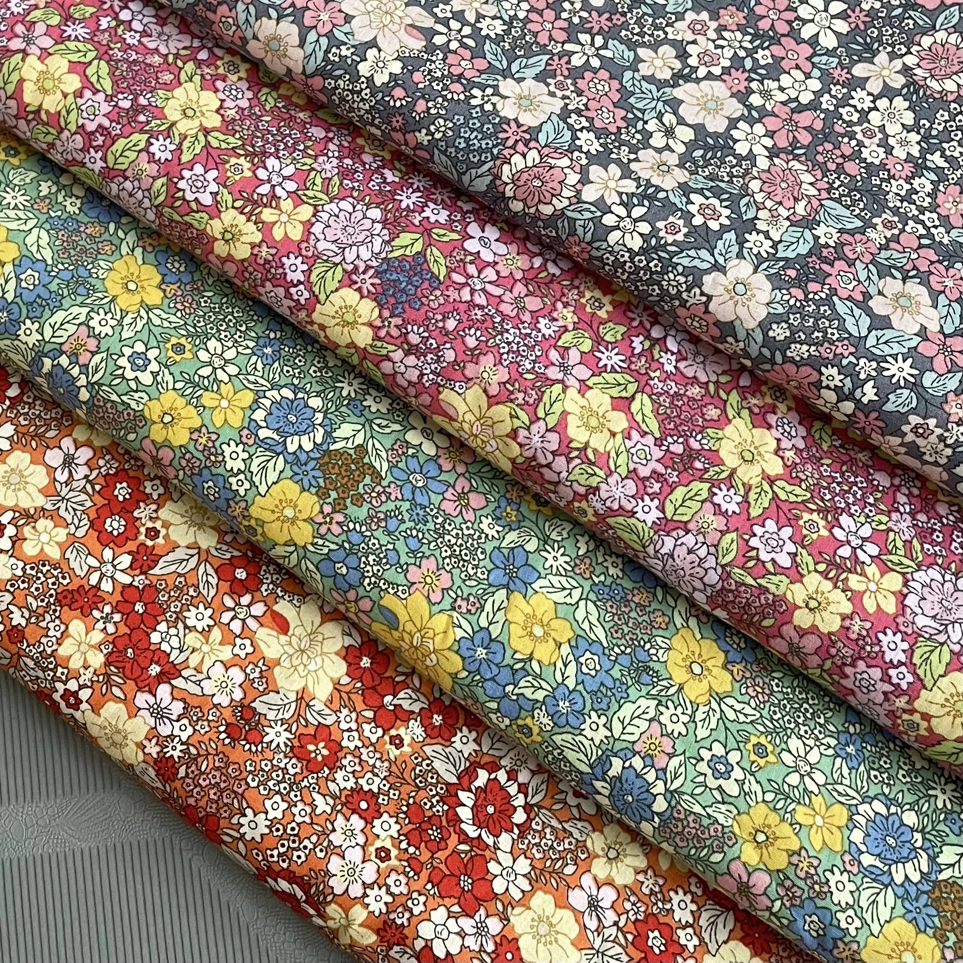 Abstract Floral 40S Tissun Liberty Cotton Fabric For Kids Baby Sewing Cloth Dresses Skirt DIY Handmade Designer Patchwork Meter