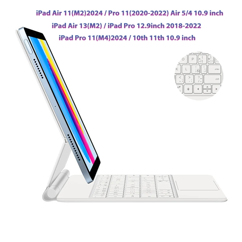 

Чехол с испанской английской волшебной клавиатурой для iPad 11th 10th 10,9 дюймов Air 11 13 Pro 11 12,9, чехол с сенсорной панелью и клавиатурой Air 5 4