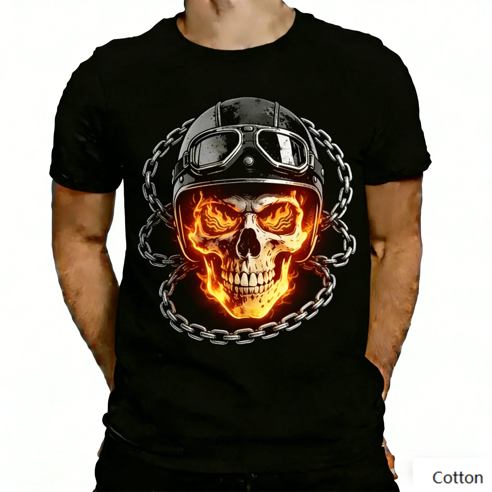 Vintage Skeleton Firefighter Graphic T-Shirt Helmet Axe Hose Glove Print Cotton Short Sleeve Casual Unisex Tee Retro Fireman