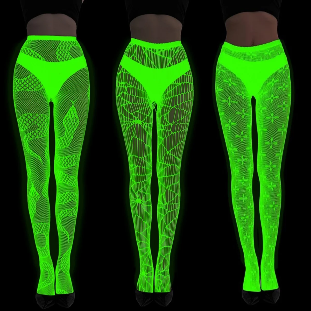 

Fluorescent Pantyhose Luminescent Fishnet Socks Women Glow In The Dark Fishnet Tight Dress Up Socks for Costume Party