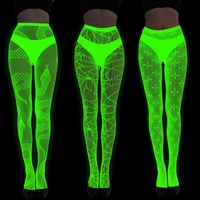 Fluorescent Pantyhose Luminescent Fishnet Socks Women Glow In The Dark Fishnet Tight Dress Up Socks for Costume Party