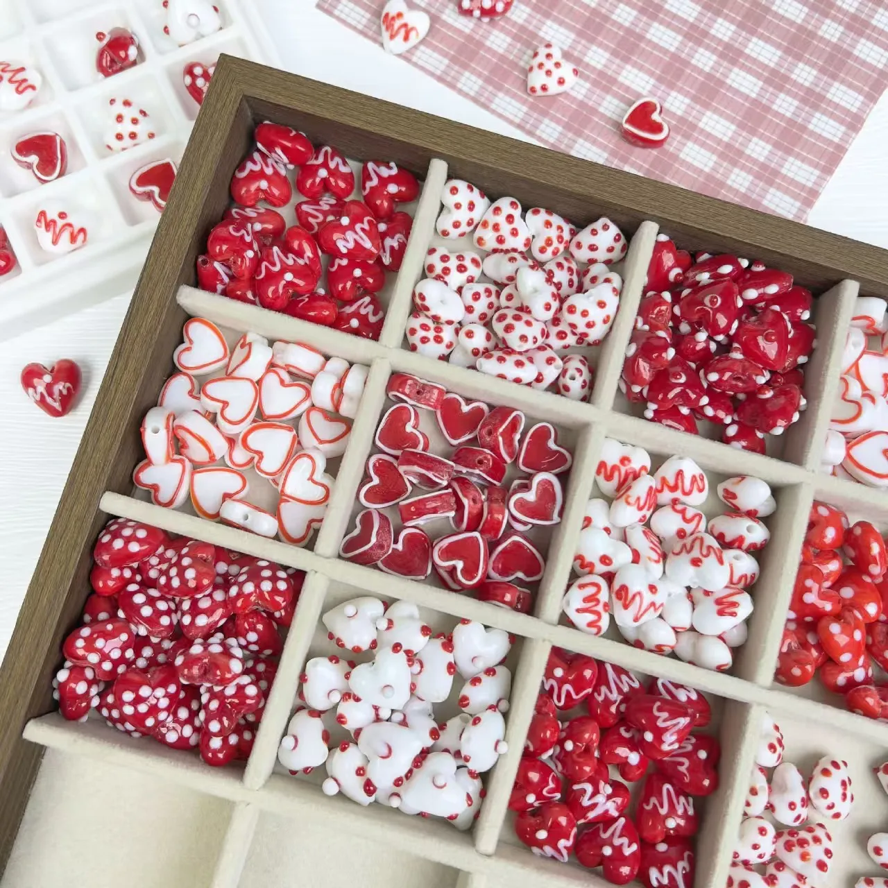 Wholesale 30pcs/lot color geometry heart shape glass beads diy jewelry necklace/bracelet accessory
