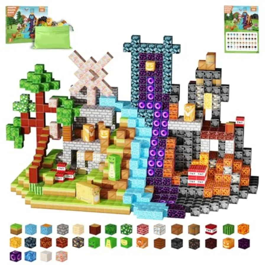 

Магнитные строительные блоки 154 шт., большие магнитные кубики 1 дюйм, конструктор STEM для детей 3-10 лет, сенсорные игрушки Монтессори, синий, красный