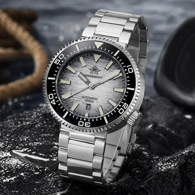 ADDIESDIVE Men's Automatic Watch 8215 Mechanical 1000m Dive Wristwatch Sapphire Glass Ceramic Bezel BGW9 Luminous Watches AD2545