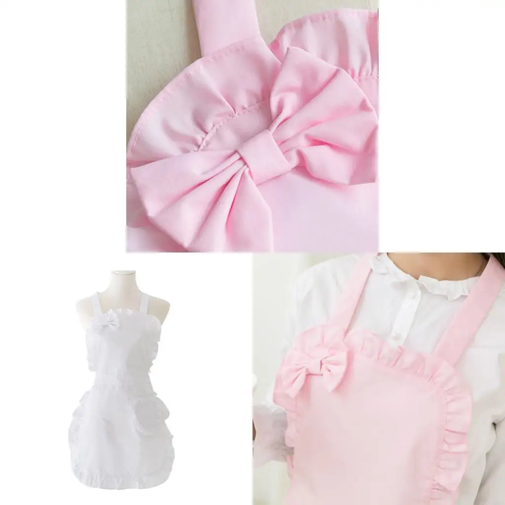 

68UA Women Kitchen Apron Cooking Apron with Pocket Ruffled Maid Apron Cooking Serving Apron for Kitchen Bakery Restaurant