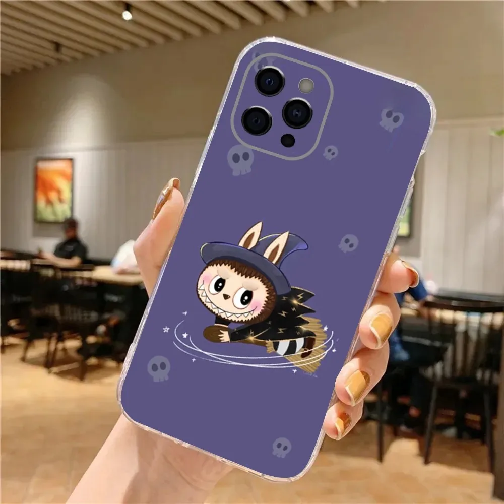 Cartoon Cute L-Labubu Phone Case For iPhone 15,14,13,12,11 Plus,Pro,Max,XR,XS,X,7,8 Plus,SE,Mini Transparent Soft Cover