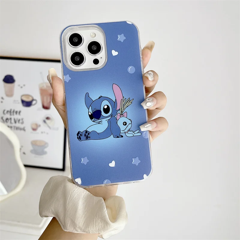 Funda de teléfono de dibujos animados de Disney para iPhone 13, 12, 11, 14, 15 Pro Max, 2 en 1, funda anticaída con armadura, llavero, muñeca de punto