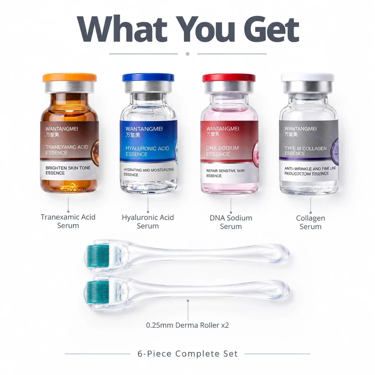 Tranexamic Acid Hyaluronic Acid Sodium DNA and Type III Collagen with 0.25mm Micro-Needles—Moisturizing Anti-Wrinkle Serum Set