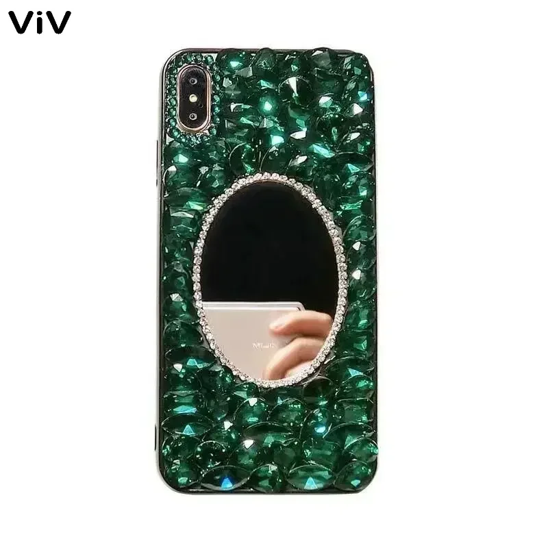 Rhinestone and Mirror Phone Case, New Gemstone, Inlaid Cover for Huawei P50Pro, P40lite, Mate30, 40, Honor 8X, 9X, 50, 60Pro