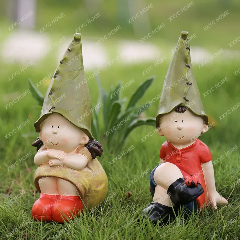 

Courtyard Pergola Decorative Small Ornaments Gardening Decorations Resin Doll Character Kids Decoration Decoration Decoration
