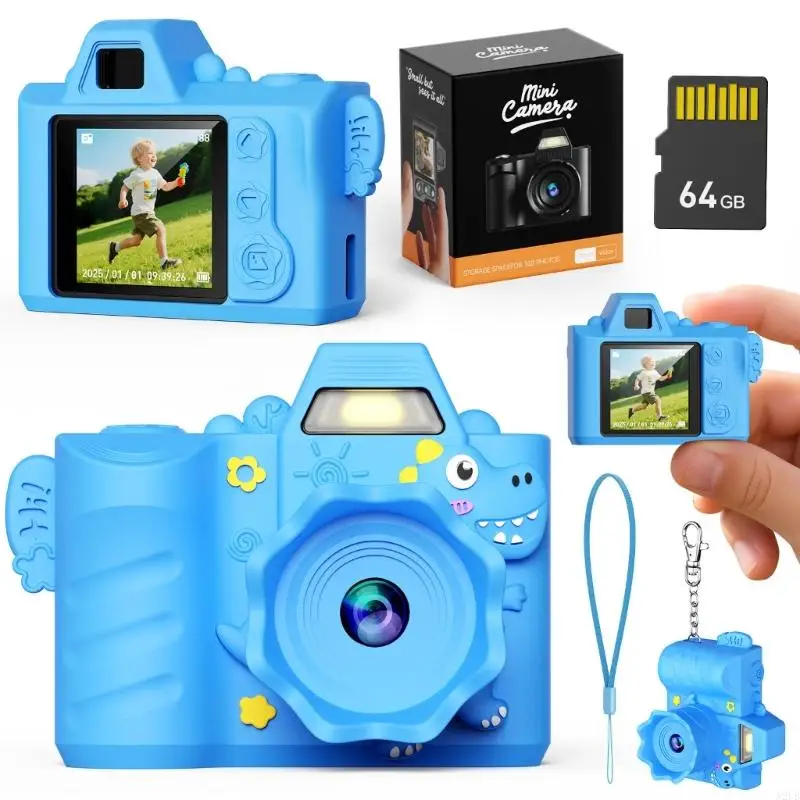 

Elastomer Defended Childrens Digital Camera 64MP Lens 64G Storage Card Pre Installed Permanent Build For Outdoor Quests A2UB