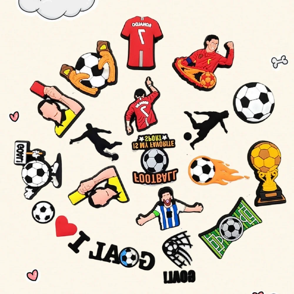

18pcs Football Shoe Charms Set PVC Decorations for Clogs Bag Bubble Slides Sandals Beach Bag Accessories