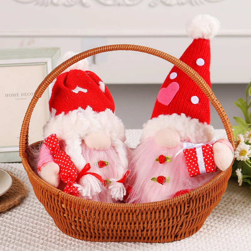 Valentines Day Plush Toy Gift for Girlfriend Light Up Gnomes Doll kid Stuffed Toy with LED Light Knitted Rudolph Decoration Toy