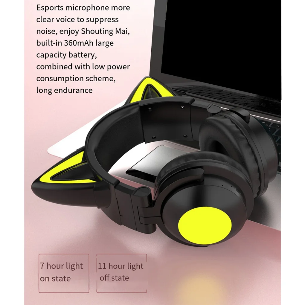 Fone de ouvido dobrável sem fio, azul, música, jogos auriculares, laptop