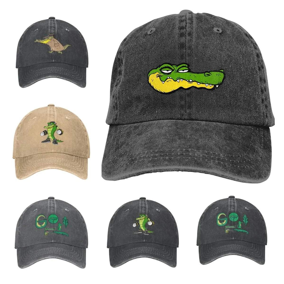

Best Selling 2022 Crocodile Mouth Cartoon Black Baseball Cowboy Caps Adjustable Unisex Denim Hats Sport Outdoor Casua