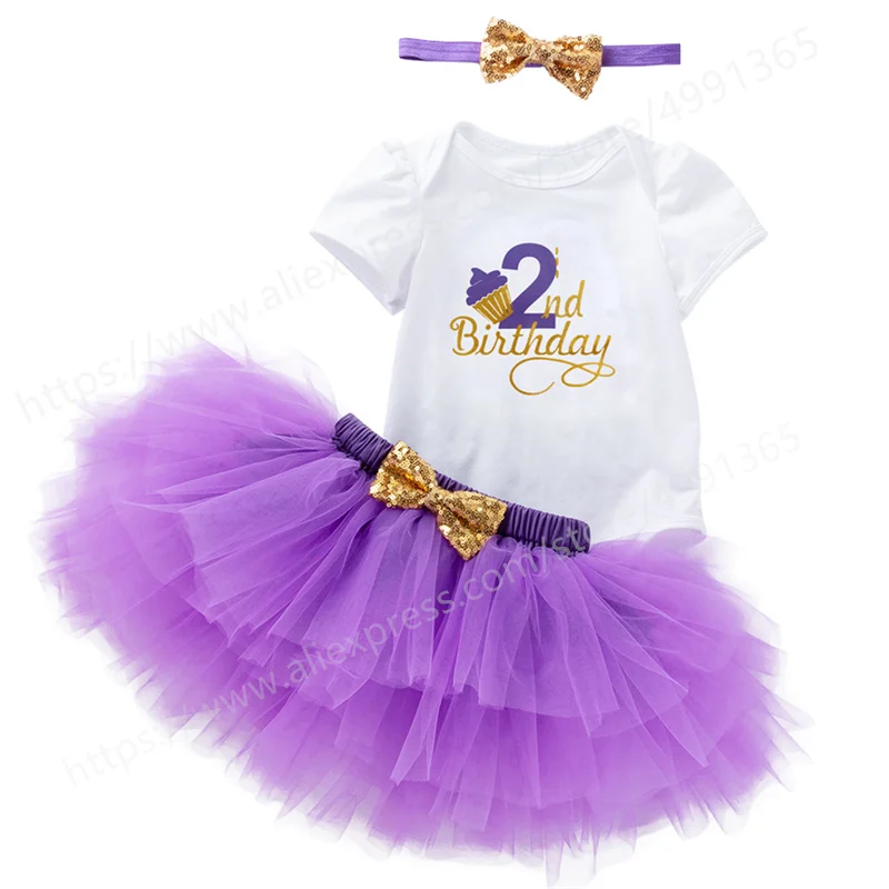 Vestido de Boutique de cumpleaños para niñas, tutú de princesa, trajes de fiesta de cumpleaños, ropa para niños, 2 años