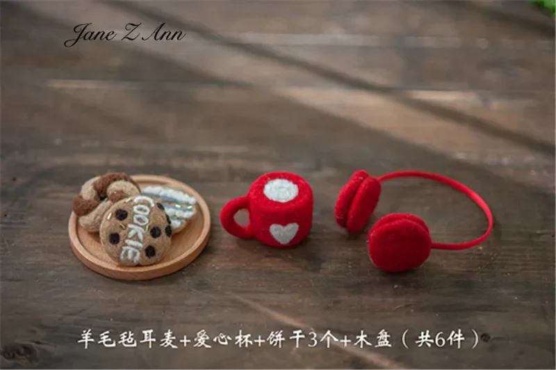 Baby wool felt palette French fries headset biscuits love cup  photography creative props studio shooting accessories