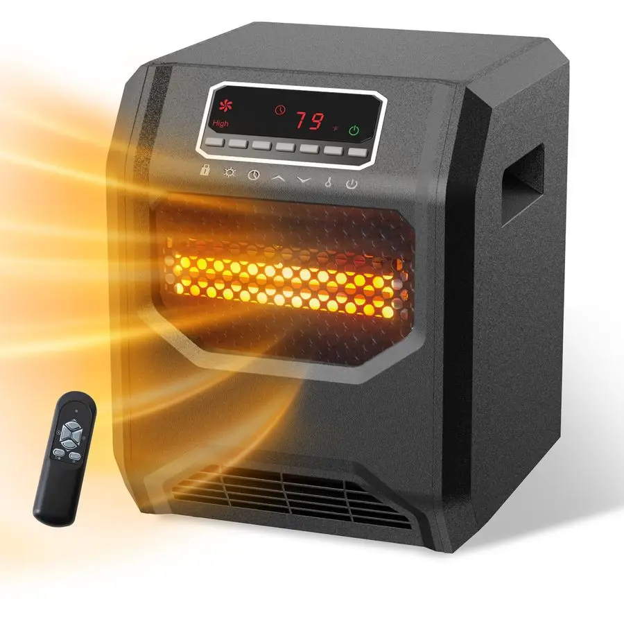 

Электрический обогреватель Space Heater, 3 режима, 1500 Вт, с 6 кварцевыми инфракрасными элементами, защитой от детей, таймером и пультом ДУ, для использования в помещении