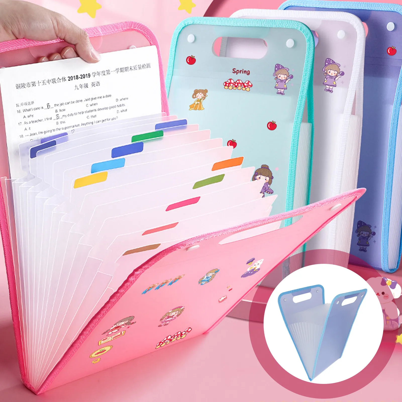 

Expanding File Folder Portable Large Capacity Document Organizing Bag 13 Layers Waterproof Multi Pocket Office School File