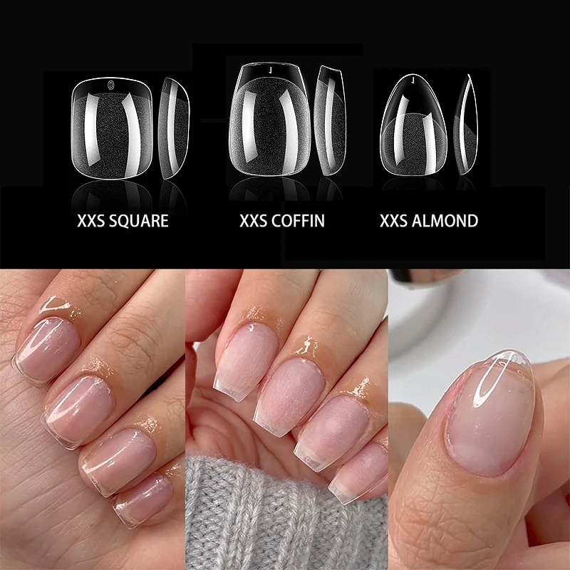 240Pcs Full Cover False Nail Tips Stiletto Almond Square Coffin Shape Press-On Nails Soak Off Gel Nail Extension Tips for DIY