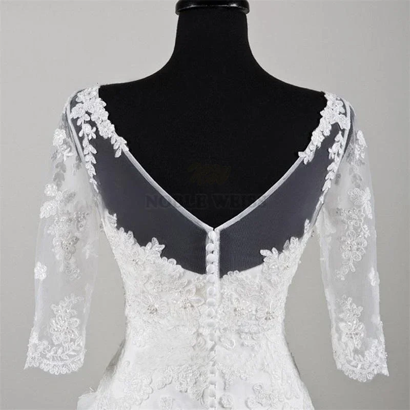 Bolero de boda de manga larga 3/4, envolturas nupciales para fiesta de boda, graduación, chaqueta de novia con cuentas, Bolero, encogimiento de hombros personalizado