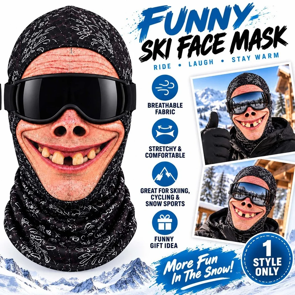 Popular 3D Face Printed Old Man Balaclava Full Coverage Breathable Eye Hole Face Mask White Mustache Elastic Ski Mask Hood