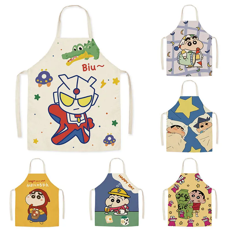 

Hot Selling Anime Crayon ShinChans Apron Kitchen Cooking Baking Apron Sleeveless Waist Male Female Universal Parent Child Apron