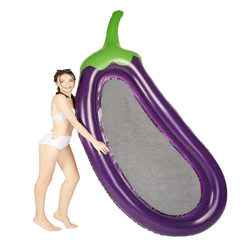 Large Inflatable Eggplant Outdoor big eggplant pool float Swimming Pool Float Raft Floatie Loungers Toy for Adults