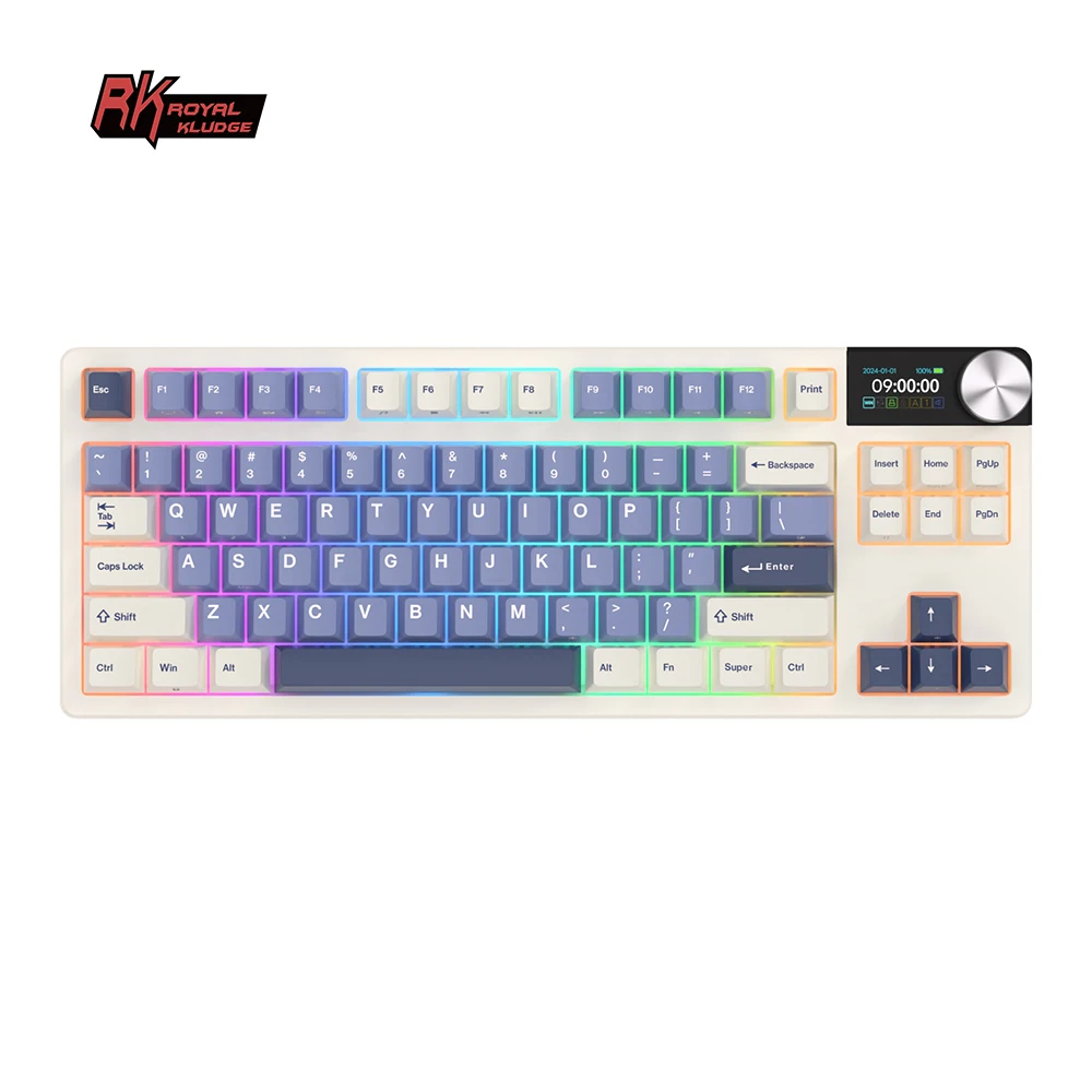 RK ROYAL KLUDGE S85 TFT Color Screent Mechanical Keyboard Tri Mode Wireless 85 Keycaps Hot-Swappable Gamer Keyboard RGB Backlit