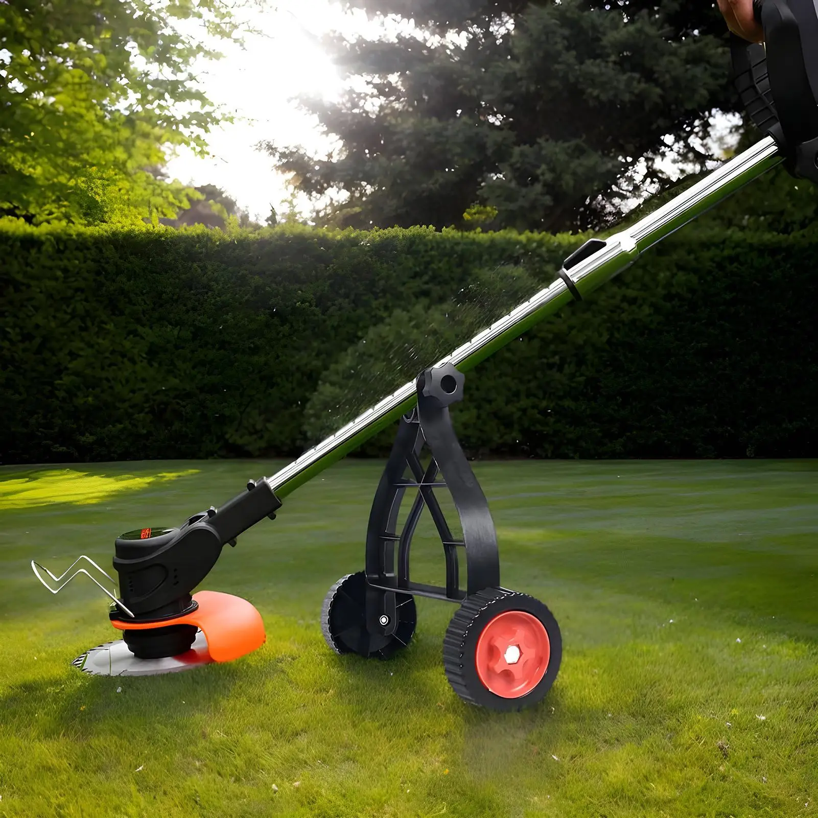 Braket Roda Tambahan Roda Pemangkas Tali Universal Roda Tambahan Mesin Pemotong Rumput Dapat Disesuaikan Roda Struktur Segitiga