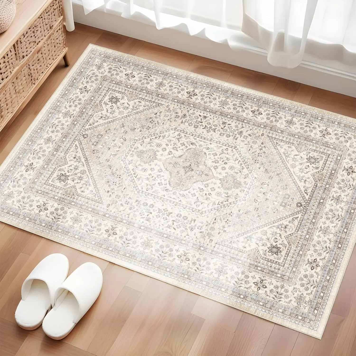 Washable Boho Rug Non Slip Entryway Carpet 2x3FT