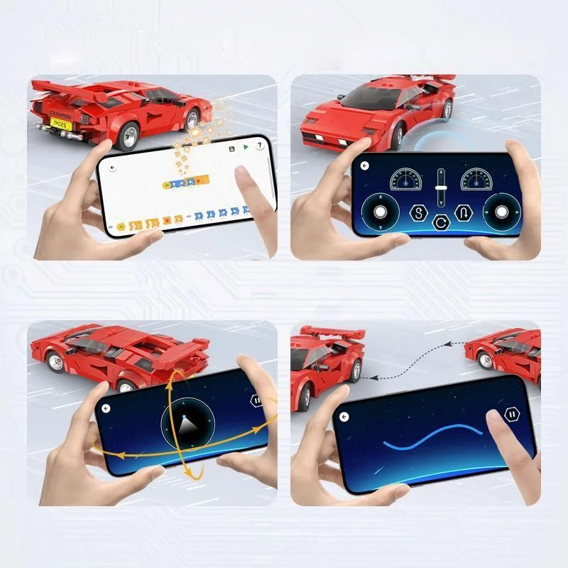 Técnico escala 1:20 italia clássico super esporte carro f40 modelo bloco de construção app rc tijolo 2.4ghz veículo controle remoto brinquedo