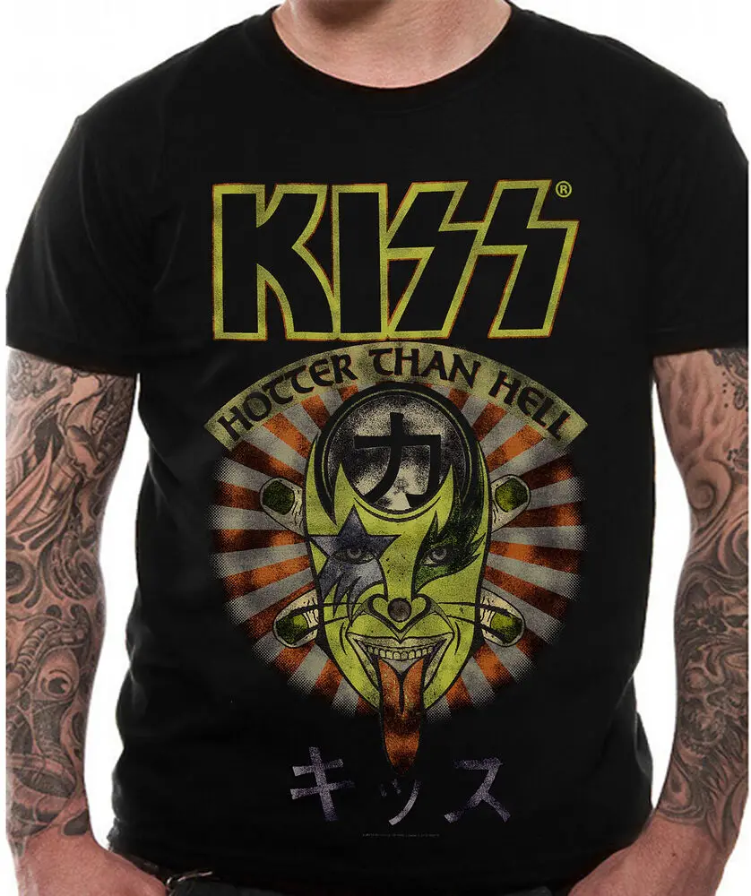 KISS T Shirt OFFICIAL Hotter Than Hell  NEW Medium  Y2K tops Unisex Summer Short Sleeve