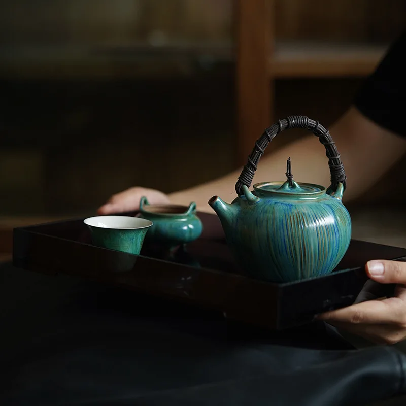 Fanyu Pink-Glazed Tile Japanese-Style Wabi-Sabi Outdoor Warmer Tea Roasting Stove Teapot