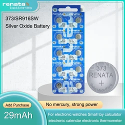 100% Original Renata 373 SR916SW 916 LR916 SR68 1.55V Silver Oxide Battery for Watch Scale Clock Button Coin Cell Swiss Made