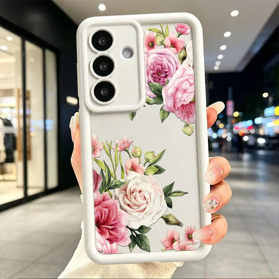 Pink Rose Flower Case for Samsung Galaxy S26 Note 20 Ultra S22 Plus S20 FE S25 S23 S24 ultra S21 Phone Cover