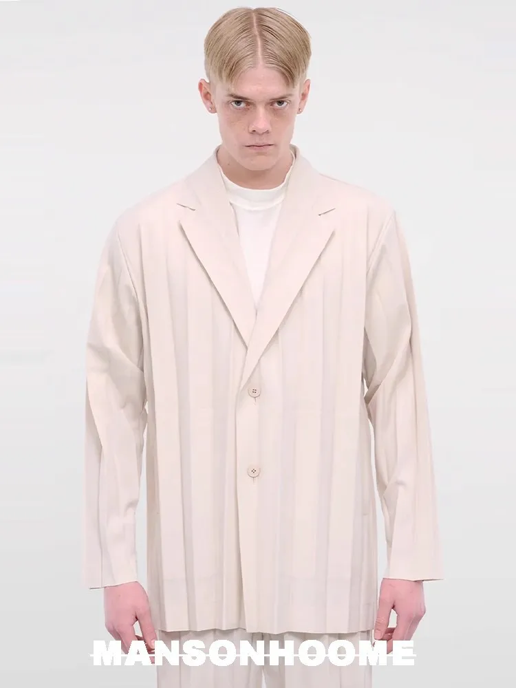 

ISSEY Minimalist Collection High-end Single-button closure Miyake-inspired wide-pleated casual origami blazer for summer