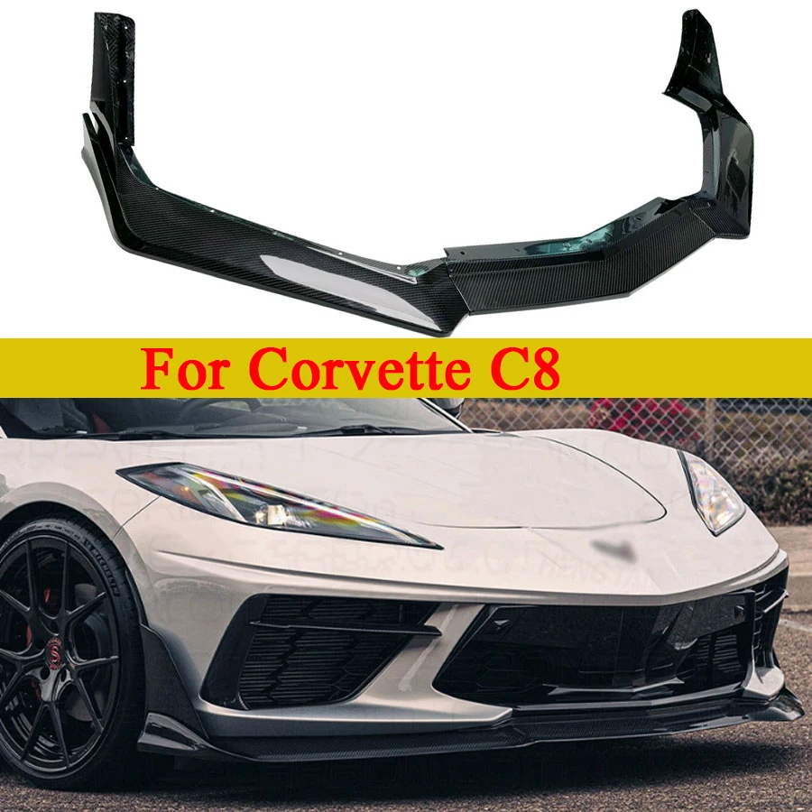 Para Chevy Corvette C8 Z06 2020-2023, Labio Delantero de Fibra de Carbono, Divisor de Parachoques Delantero, Spoiler, Difusor, Accesorios para Auto