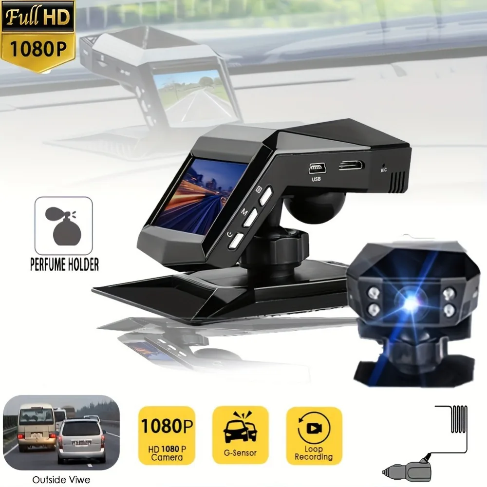 

Car Dash Cam Center Console Installation Free Driving Recorder 2 Inch Screen HD Night Vision 1080 Aromatherapy Base Car DVR