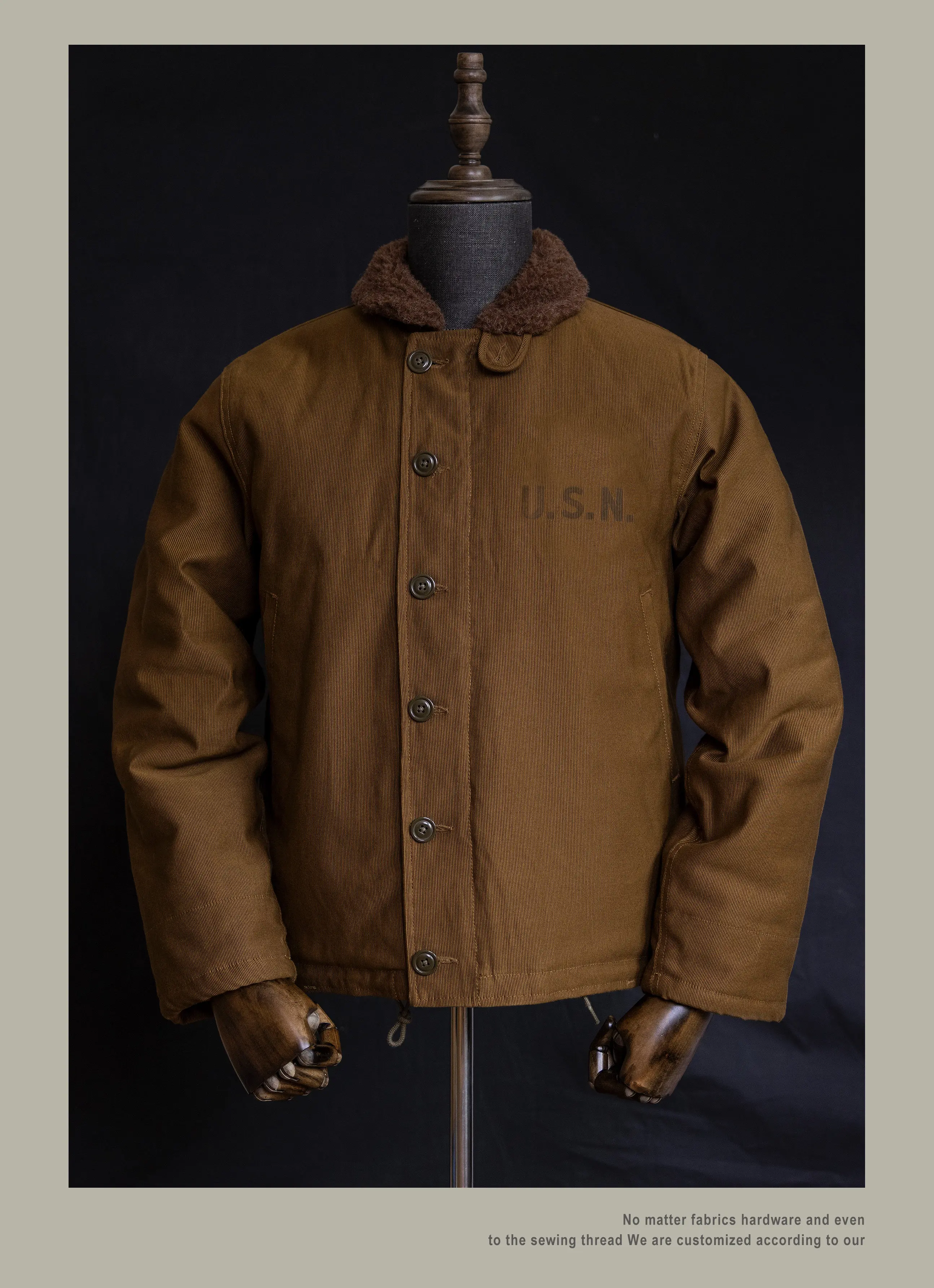 Red Tornado N-1 Deck Jacket Men US Navy Military Coat Loose Fit Thick Wool Lined Vintage Workwear Autumn Winter Outerwear