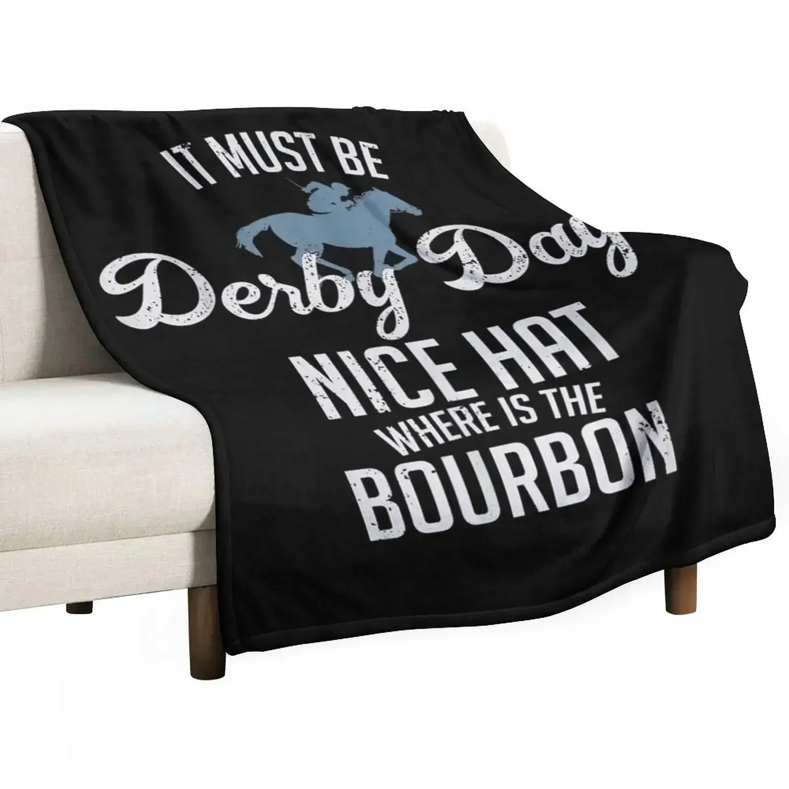 Funny Derby Day and mint juleps, Kentucky horse racing (2) Throw Blanket Hairys Flannels Vintage Luxury Designer Blankets