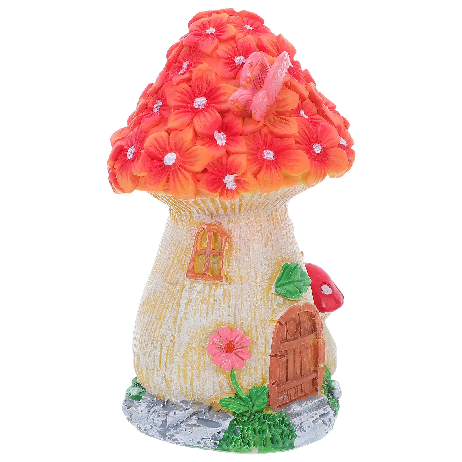 Outdoor Garden Mushroom Resin Statue Weather-Resistant Fairy Garden Decoration Miniature Micro Landscape Yard Ornament