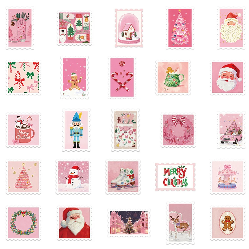 10/30/50 قطعة Kawaii الوردي عيد الميلاد Stamps ملصقات مضحك الإبداعية ملصق سجل القصاصات حقيبة الهاتف لطيف الكتابة على الجدران الشارات لعبة هدية