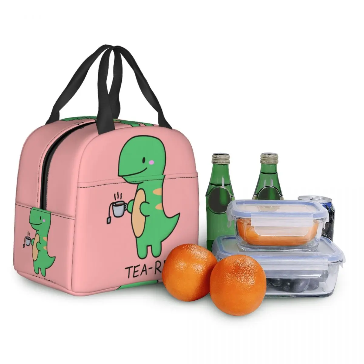 Sac à lunch isotherme T-Rex pour femme, sac à thé mignon, glacière thermique, boîte à lunch de dinosaure de dessin animé, sacs de pique-nique de voyage de camping